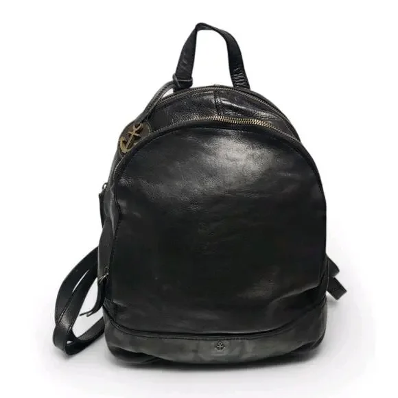 Harbour 2nd Black Genuine Leather Large Backpack Convertible Shoulder Bag Purse - Picture 3 of 11